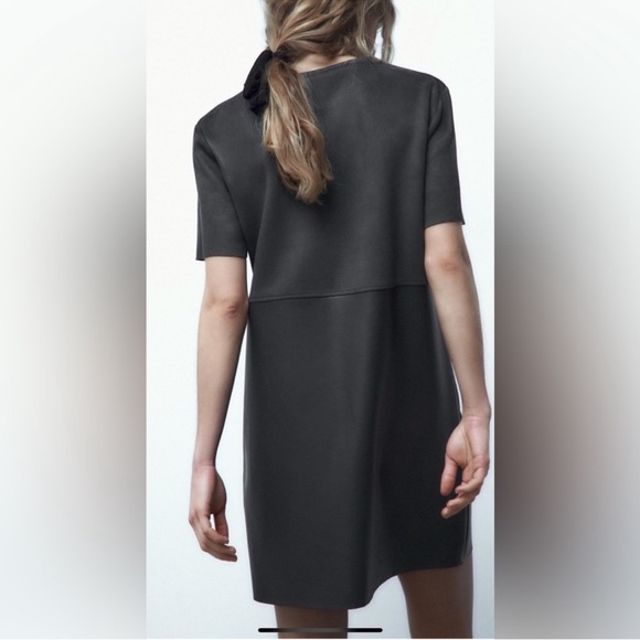 Zara Black Faux Leather Mini Dress - Picture 3 of 8
